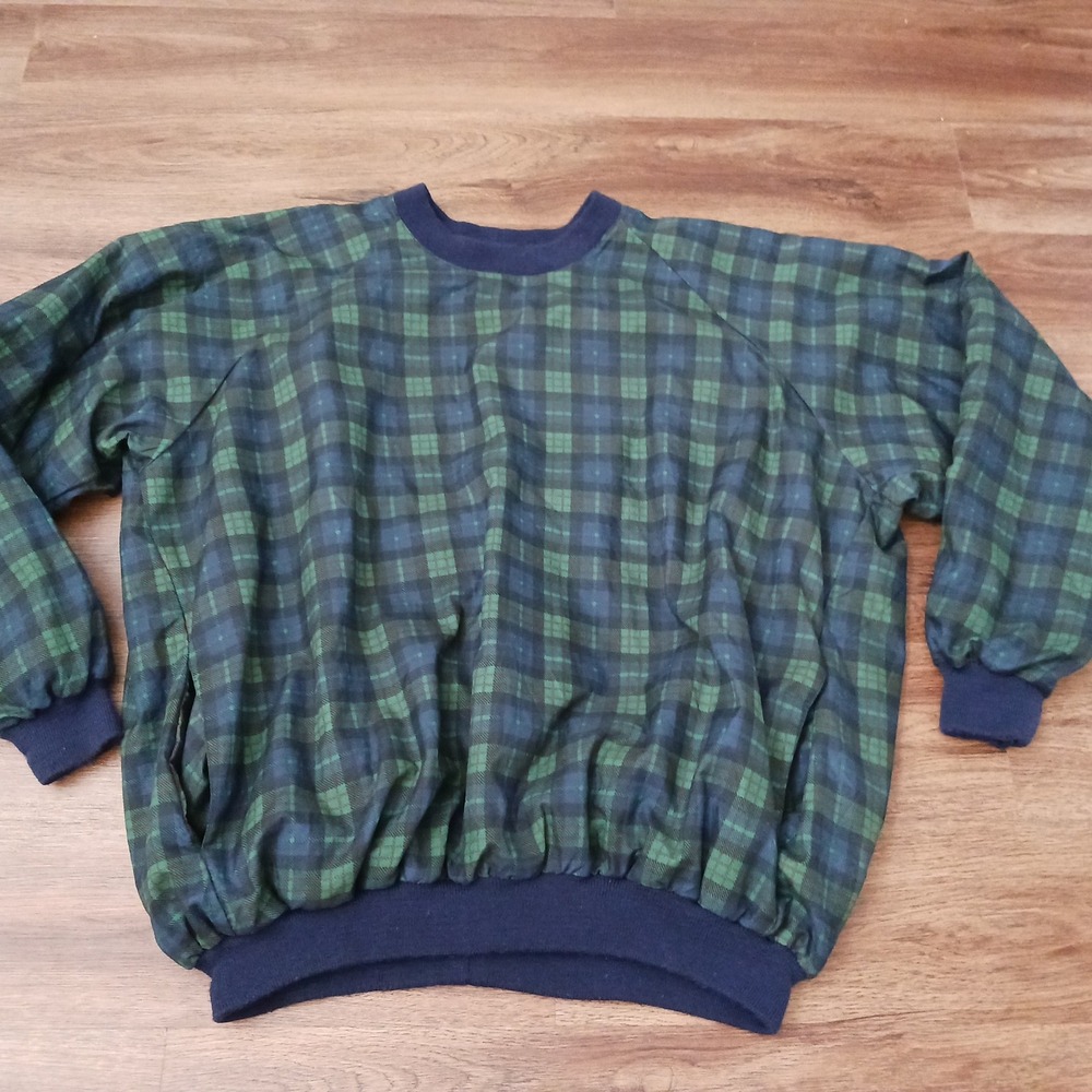 Sunderland of Scotland Weatherbeater Golf Pullover Plaid Windshirt Mens XL Green